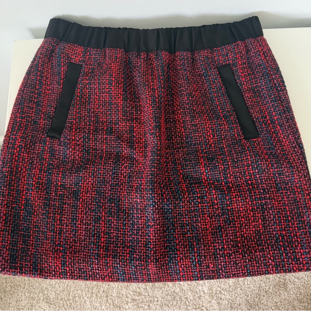 LOFT Red and Black Mini Skirt for Work